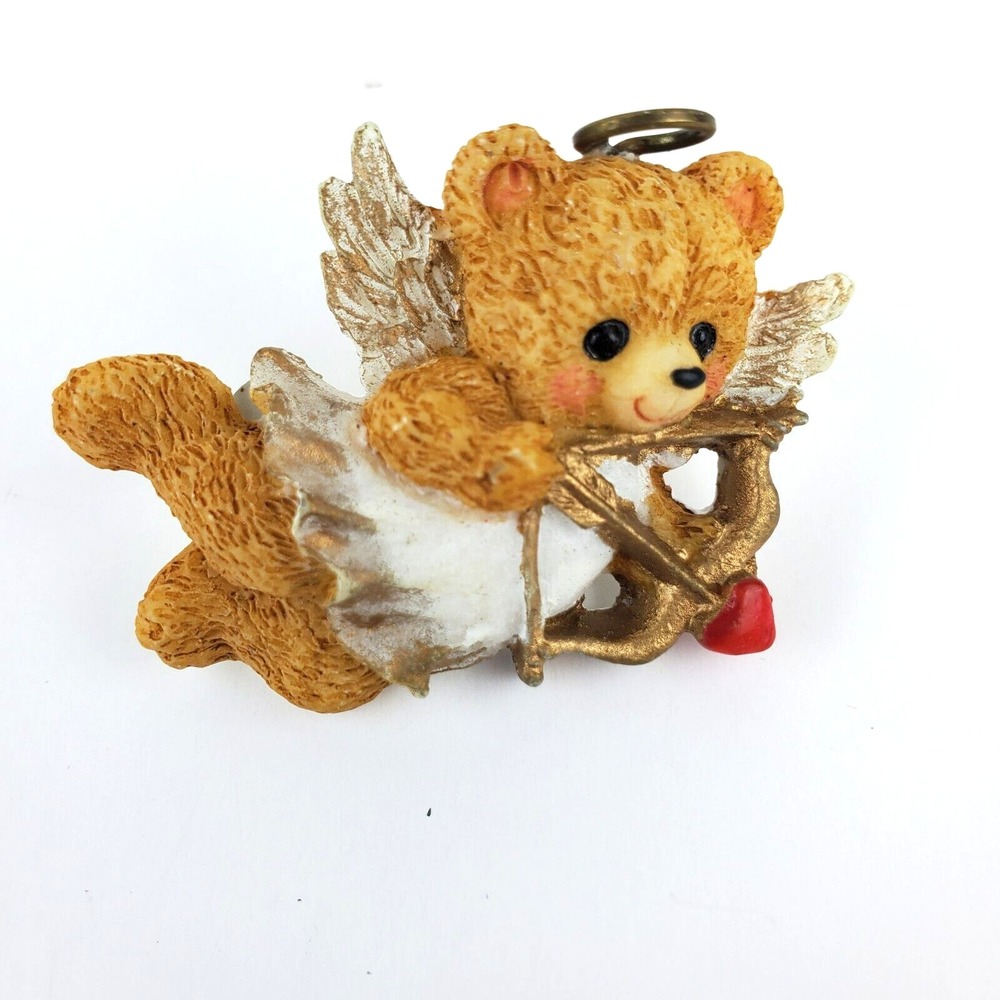 Vtg Cupid Angel Bear with Bow and Arrow Resin Plastic Holiday Tack Pin Brooch